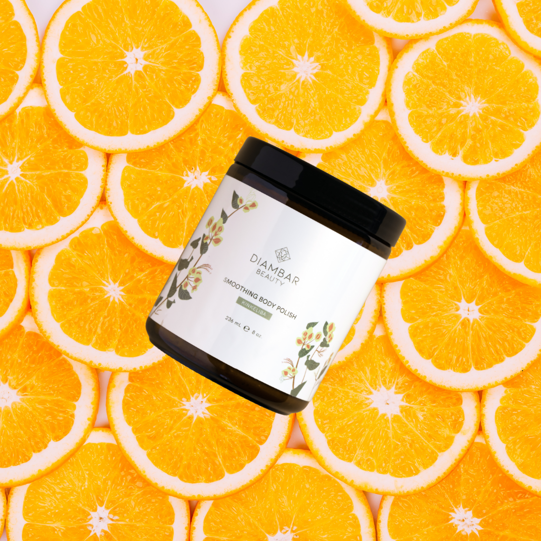 diambar beauty smoothing body polish with bright fresh neroli scent to brighten and soften skin
